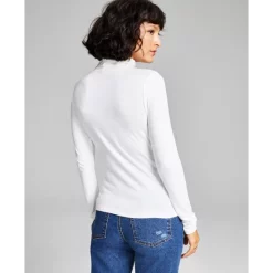 Cheapest ✔️ And Now This 👩 Women's Turtleneck Long-Sleeve Solid Top White 🔔