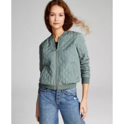 Deals ⌛ And Now This 👩 Women's Quilted Bomber Zip-Front Jacket Chestnut ✔️