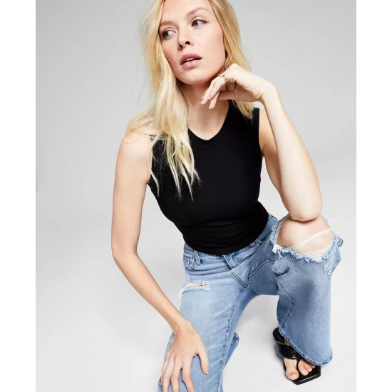 Best deal ๐ And Now This ๐ฉ Women's Ribbed High-Neck Midi ๐ Dress Stone ๐ - Image 2