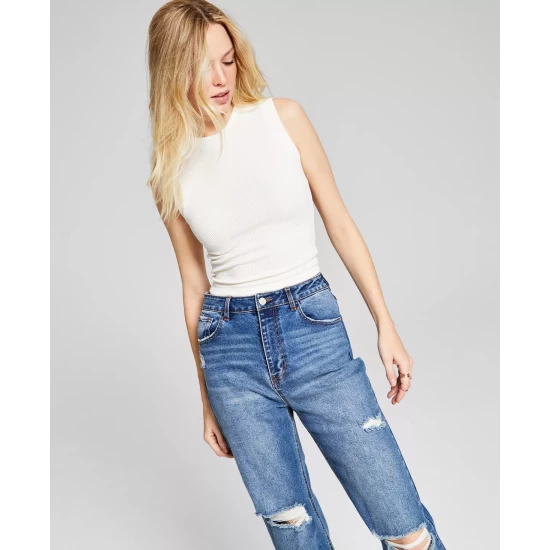 Best deal ๐ And Now This ๐ฉ Women's Ribbed High-Neck Midi ๐ Dress Stone ๐ - Image 3