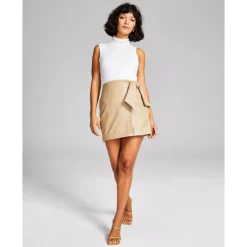 Best deal ❤️ And Now This 👩 Women's Faux-Leather Slit-Front Mini 👗 Skirt Black ⭐