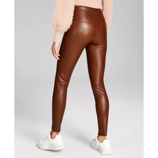 Wholesale ๐คฉ And Now This ๐ฉ Women's Faux Leather High Rise Pull-On Leggings Chocolate ๐ฅ - Image 5