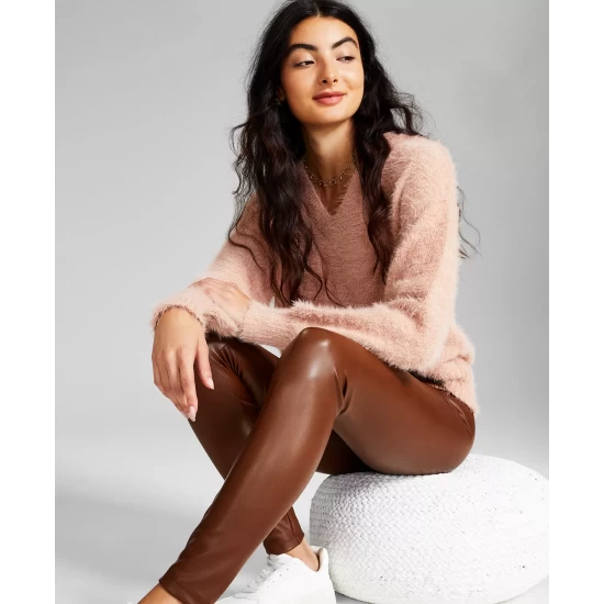 Wholesale ๐คฉ And Now This ๐ฉ Women's Faux Leather High Rise Pull-On Leggings Chocolate ๐ฅ - Image 6