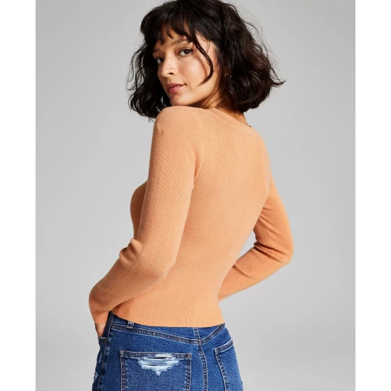 Discount ๐ And Now This ๐ฉ Women's Ribbed Shoulder-Cutout Sweater Sphinx โค๏ธ - Image 4