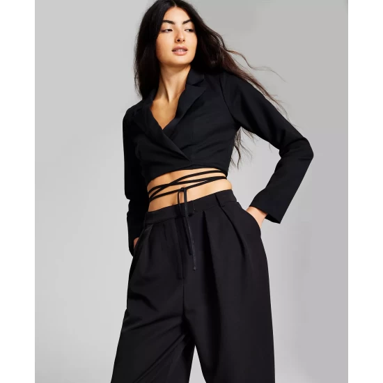 Outlet ๐ And Now This ๐ฉ Women's High-Rise Wide-Leg Trousers Almond ๐คฉ - Image 3