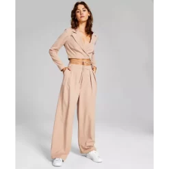 Discount 👏 And Now This 👩 Women's Satin High-Rise Wide-Leg Pants Plum 😍