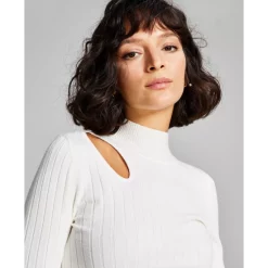 Cheap 🌟 And Now This Trendy Plus Size Chain Strap Ribbed Knit Sweater 👗 Dress Midnight 🤩