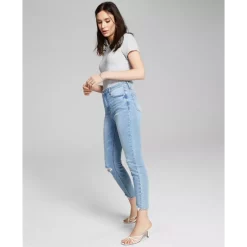 New 🔔 And Now This 👩 Women's Cropped Poplin Collared 👚 Shirt, Created For Macy's Navy Peony 🎁