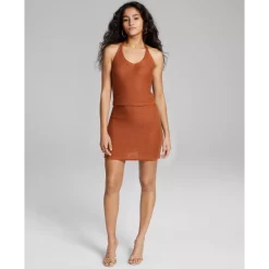 Deals ๐ And Now This ๐ฉ Women's Faux-Leather Mini ๐ Skirt Almond ๐