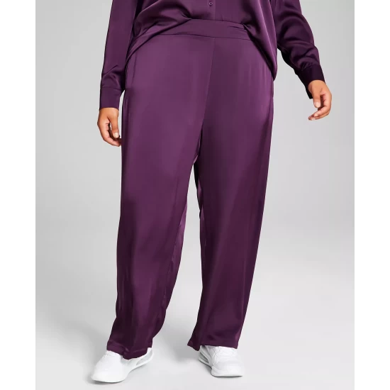 Flash Sale ๐งจ And Now This Trendy Plus Size Satin Wide-Leg Pants Plum ๐ - Image 6