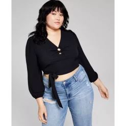 Buy 🤩 And Now This Trendy Plus Size One-Button Satin Blazer Black 🥰