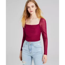 Promo 🔔 And Now This 👩 Women's Mock-Neck Long-Sleeve Slinky Top Almond 💯