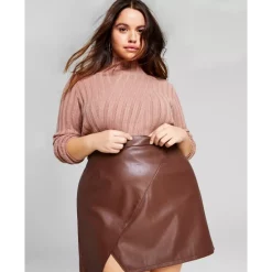 Best Pirce 🌟 And Now This Trendy Plus Size Long Faux-Leather Blazer Brownie ❤️