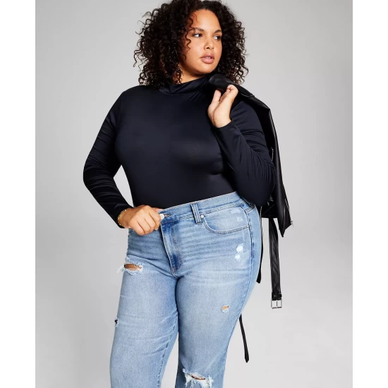 Brand new ๐คฉ And Now This Trendy Plus Size Mock-Neck Bodysuit Chocolate Brown ๐ - Image 5