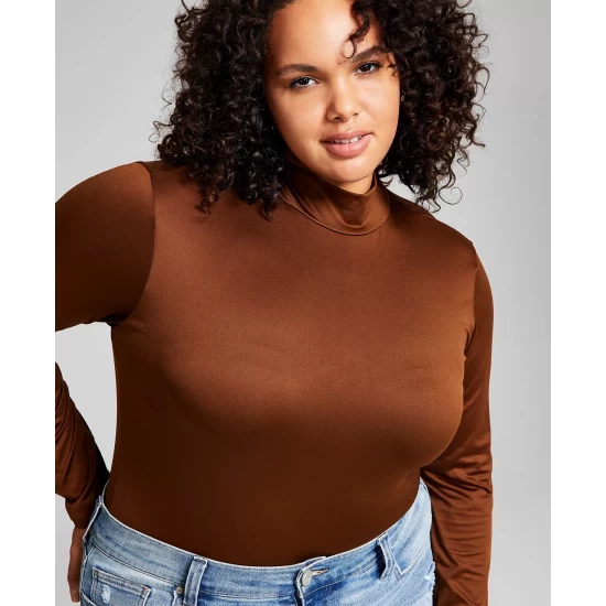 Brand new ๐คฉ And Now This Trendy Plus Size Mock-Neck Bodysuit Chocolate Brown ๐ - Image 6