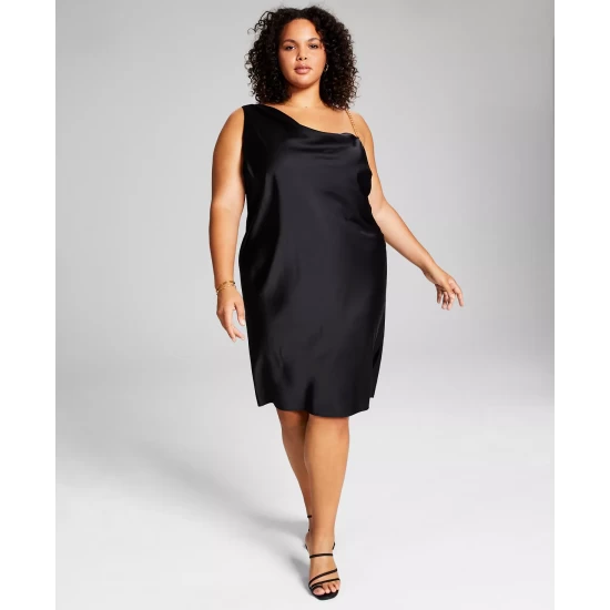 Hot Sale โ๏ธ And Now This Trendy Plus Size Satin Chain-Strap Slip ๐ Dress Plum ๐ - Image 5