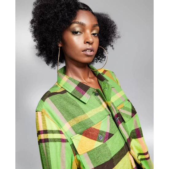 Discount 𧨠And Now This 5:31 By JΓRΓME LAMAAR Men's Flannel Twill Plaid Long-Sleeve Button-Up π Shirt Created For Macy's Green Pop π₯° - Image 6