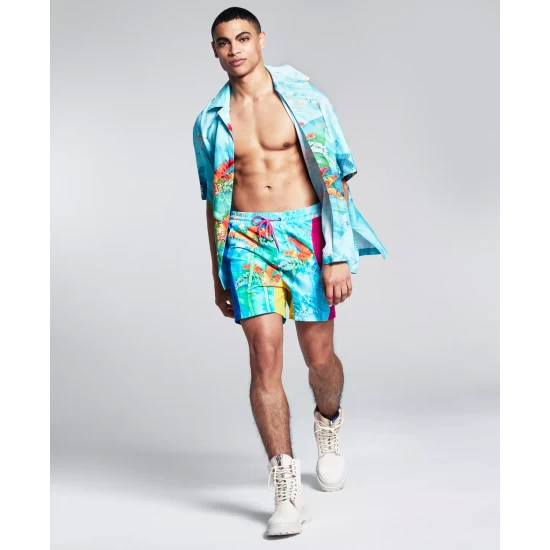Wholesale ❤️ And Now This 5:31 By JÉRÔME LAMAAR Men's Relaxed-Fit Tropical-Print 5 Swim Trunks Caribe 👏 - Image 4