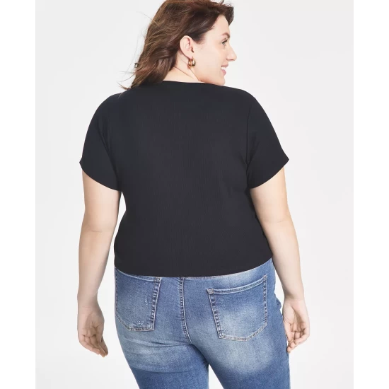 Best Sale ๐ And Now This Trendy Plus Size Ribbed T-Shirt White ๐ - Image 3