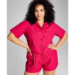 Hot Sale ✔️ And Now This Trendy Plus Size Satin Chain-Strap Slip 👗 Dress Plum 🔔