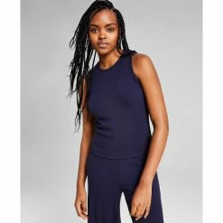 Buy 👏 And Now This 👩 Women's Ribbed Sleeveless Crew-Neck Top Black 🛒