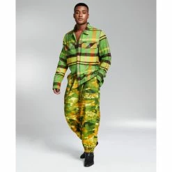 Discount 𧨠And Now This 5:31 By JΓRΓME LAMAAR Men's Flannel Twill Plaid Long-Sleeve Button-Up π Shirt Created For Macy's Green Pop π₯°