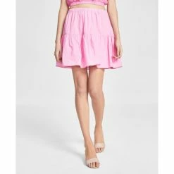 Discount 😀 And Now This 👩 Women's Tiered Ruffled 👗 Skirt Flamingo Pink ⭐