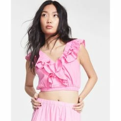 Cheap 💯 And Now This 👩 Women's Sleeveless Ruffled Top Chambray ⭐