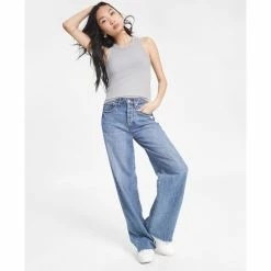 Discount βοΈ And Now This π© Women's Sleeveless Ribbed Tank Top Slate Grey π₯°