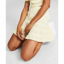 Wholesale โ๏ธ And Now This ๐ฉ Women's Cotton Tiered A-Line ๐ Skirt Yellow Gingham ๐ฅ