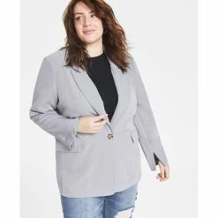 New 🧨 And Now This Trendy Plus Size Oversized Boyfriend Blazer Camel Brown 👏