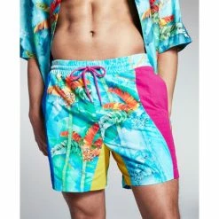 Wholesale ❤️ And Now This 5:31 By JÉRÔME LAMAAR Men's Relaxed-Fit Tropical-Print 5 Swim Trunks Caribe 👏