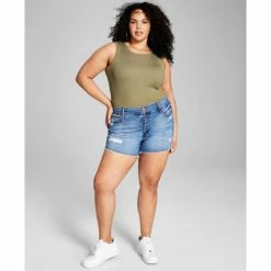 Best reviews of 😉 And Now This Trendy Plus Size Distressed High-Rise Denim Shorts Pacific Wash 🔔