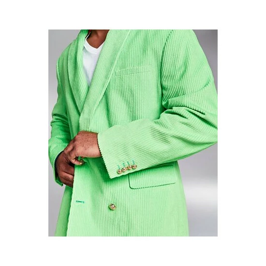 Deals π And Now This 5:31 By JΓRΓME LAMAAR Men's Corded Double-Breasted Blazer Created For Macy's Green Pop π₯ - Image 3