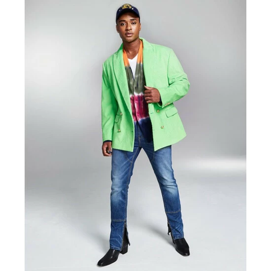 Deals π And Now This 5:31 By JΓRΓME LAMAAR Men's Corded Double-Breasted Blazer Created For Macy's Green Pop π₯ - Image 4