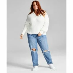 Hot Sale 🌟 And Now This 👩 Women's Polo Sweater & Ultra High Rise Straight 👖 Jeans Brickson Wash 🤩