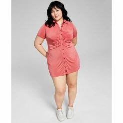 Best Sale ✔️ And Now This Trendy Plus Size Ruched 👚 Shirtdress Hazelnut 🔥