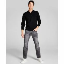 Flash Sale 👍 And Now This Men's Slim-Fit Stretch 👖 Jeans, Knit Polo Sweater, Created For Macy's Medium Grey Wash ⭐