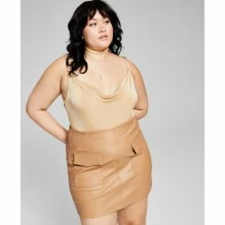 Deals ๐ And Now This Trendy Plus Size Cowl Neck Bodysuit Navy Peony ๐