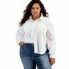 Coupon 👏 And Now This Trendy Plus Size Cotton Poplin 👕 Shirt White ⌛