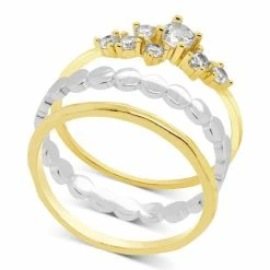Flash Sale 🔥 And Now This Two-Tone 3-Pc. Set Cubic Zirconia & Textured Stack Rings Two Tone 🥰